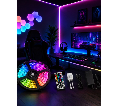 5 Metre RGB LED Şerit Kumandalı 5050 Renk Değiştiren LED Strip