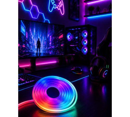 RGB Neon Led Şerit Işık Kumandalı USB Girişli Su Geçirmez Şerit Led
