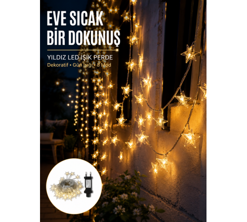 Yıldız Led Işık 5 Metre Dekoratif Aydınlatma Günışığı Yeni Nesil