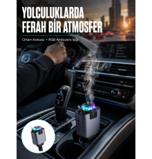 Araç İçi Çok Fonksiyonlu Şarj Cihazı Hava Nemlendirici Aroma ve Yıldız Işık Yeni Nesil