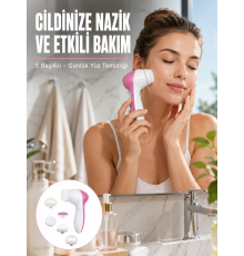 5 Başlıklı Cilt Temizleme Cihazı Ultra Kaliteli Yumuşak Kırşıklık Karşıtı Yeni Nesil