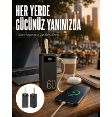 Powerbank 60.000 Mah Taşınabilir Şarj Hızlı El Fenerli Dijital Göstergeli Yeni Nesil