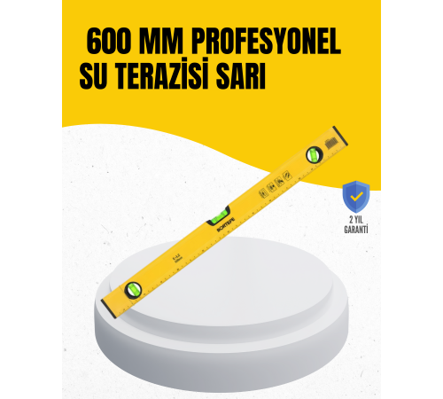 600 mm Su Terazisi Sarı Dayanıklı Gövde Hassas Ölçüm