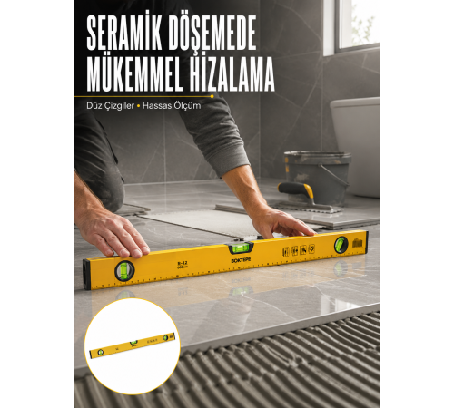 600 mm Su Terazisi Sarı Dayanıklı Gövde Hassas Ölçüm Yeni Nesil