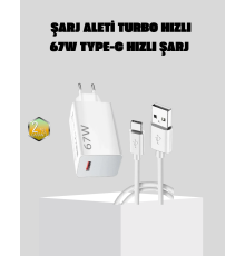 67W Süper Hızlı Şarj Adaptörü ve Kablo Seti – Güvenli, Kompakt ve Ergonomik Tasarım