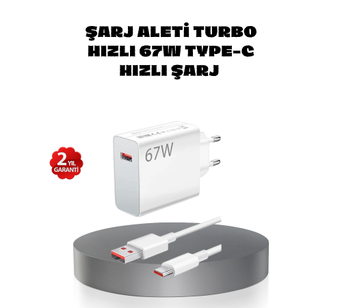 67W Turbo Type-C Hızlı Şarj Adaptörü – Akıllı Koruma Çipli, Hızlı Şarj Destekli