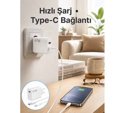 67 Watt Hızlı Şarj Aleti Poco F2 F3 F4 Uyumlu Yeni Nesil