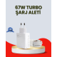 67 Watt Ultra Hızlı Şarj Adaptörü  Redmi 9 10 12C Uyumlu