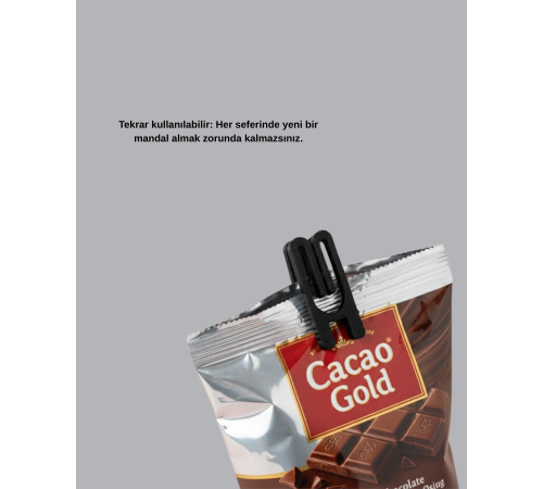 Tekrar Kullanılabilir Poşet Mandalı Siyah 6’lı Set