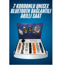 Unısex Yuvarlak Ekranlı 7 Kordonlu Akıllı Saat GPS Destekli Çoklu Kordon Seçeneği