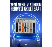 Akıllı Saat 7 Kordon Hediyeli Takvim Alarm Nabız Ölçer Bildirim Görme Sesli Görüşme