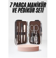 Çantalı 7 Parça Manikür Pedikür Seti Tırnak Makası Cımbız Törpü