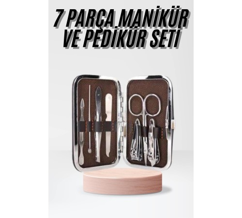 Çantalı 7 Parça Manikür Pedikür Seti Tırnak Makası Cımbız Törpü