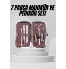 7 Parça Paslanmaz Çelik Manikür ve Pedikür Seti Çantalı Profesyonel