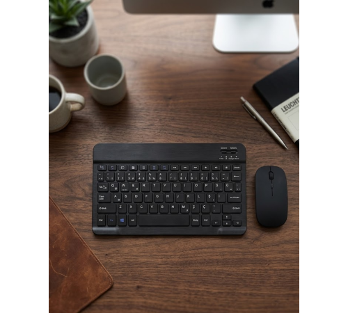 Wireless Klavye Mouse Seti Bluetooth Bağlantılı İnce Tasarım Sessiz Kullanım