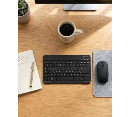 Kablosuz Klavye ve Mouse Kombosu Bluetooth Uyumlu Sessiz Set