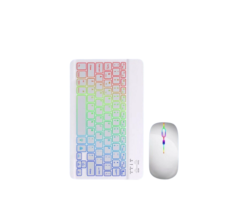 Türkçe Q Aydınlatmalı Klavye Mouse Seti Kablosuz Bluetooth Destekli