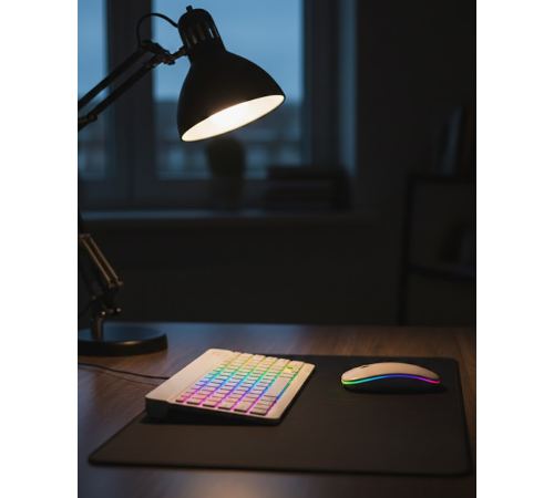 Aydınlatmalı Kablosuz Klavye Mouse Seti Bluetooth Bağlantılı Çoklu Cihaz Uyumlu