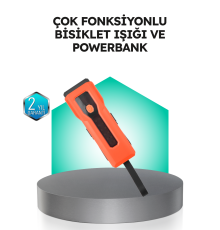5000 mAh Bataryalı Bisiklet Farı COB Çakar Çok Fonksiyonlu