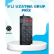 Isıya Dayanıklı Termal Akım Korumalı 8'li Priz ve 3 USB Girişli Uzatma Kablosu
