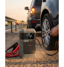 Araç Akü Takviye Powerbank Lastik Şişirme Kompresörü LED Işıklı Çok Fonksiyonlu Acil Durum Cihazı