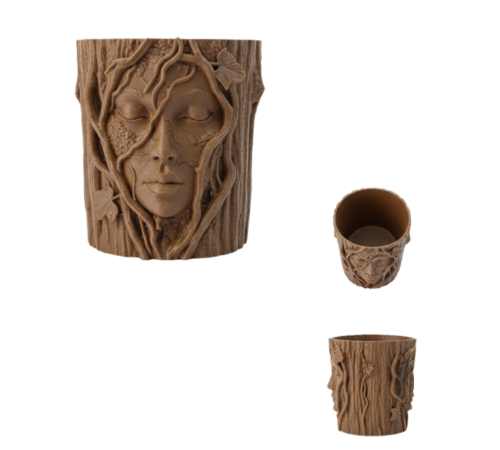 3D Yüz Figürlü Doğa Konseptli Dekoratif Saksı Şık Vazo Tasarımı