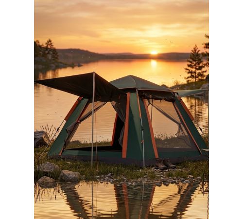 4 5 Kişilik Kamp Çadırı Güneşlikli Suya Dayanıklı Geniş Hacimli Outdoor
