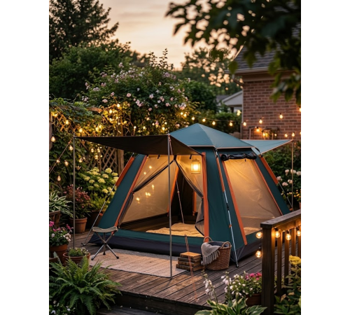 Geniş Aile Kamp Çadırı 240x210 cm Güneşlikli Otomatik Kurulum Outdoor Çadır