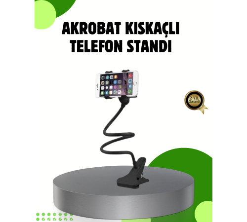 Akrobat Masaüstü Mandallı Telefon Tutucu 360 Derece Dönebilen