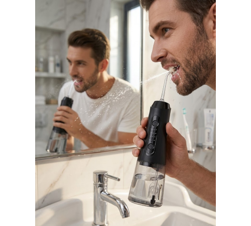 IPX7 Su Geçirmez Şarjlı Ağız Duşu 320 ml Su Tanklı 4 Modlu Temizlik Cihazı