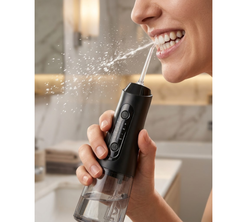 IPX7 Su Geçirmez Şarjlı Ağız Duşu 320 ml Su Tanklı 4 Modlu Temizlik Cihazı