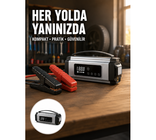 Acil Durumlar İçin Çok Fonksiyonlu Araç Akü Takviyesi Hava Kompresörü ve Güç Kaynağı Yeni Nesil