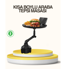 Araç Bardaklık Tepsisi 360° Dönebilen Kol Ayarlı Geniş Yemek Alanlı