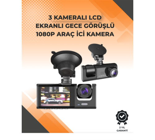 3 Kameralı Dashcam Sistem – Geri Görüş Yardımı, Park Koruması ve G-Sensör