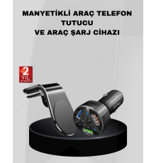 Araç İçi Telefon Tutucu + Quick Charge 3.0 Araç Şarj Cihazı Seti
