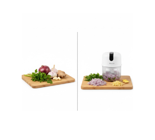 USB Şarjlı Mini Rondo Sarımsak Soğan Zencefil