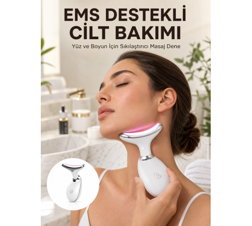 Cilt Yenileyici Şarjlı Güzellik Aleti – Pozitif/Negatif İyon, Titreşimli Masaj ve Kırmızı-Mavi-Yeşil Işıkla Yeni Nesil