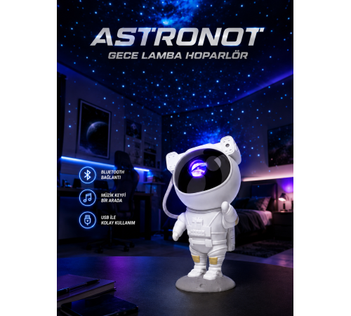 Projeksiyon Astronot Lamba Speaker Sevimli Astronot Bluetooth Hoparlör Yeni Nesil