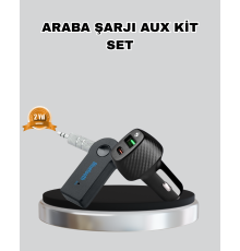 AUX Bluetooth Adaptör ve 38W Hızlı Araç Şarj Cihazı Seti