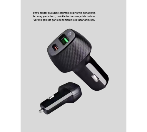 Araç İçi Bluetooth Müzik Kiti + Type-C PD Araç Şarjı Seti