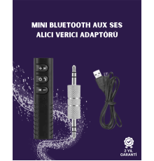 Bluetooth AUX Adaptör | 3.5mm Ses Girişi İçin Kablosuz Dönüştürücü, 10m Menzil