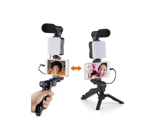 Telefon Tutucu Mikrofonlu Işıklı Youtuber Video Kayıt