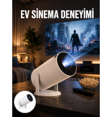Sinema Projektörü Android HDMI USB WİFİ Ses Çıkışlı Ayaklı Projeksiyon Taşınabilir Yeni Nesil
