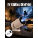 Sinema Projektörü Android HDMI USB WİFİ Ses Çıkışlı Ayaklı Projeksiyon Taşınabilir Yeni Nesil