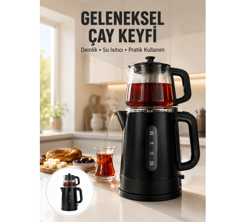 0,9 L Cam Demlik ve 1,7 L Su Haznesi ile Çay Keyfi Yeni Nesil
