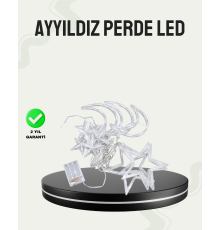 Prizli Yıldız Ay Perde LED Işık Ev ve Organizasyon Dekoru