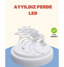 Yıldız Ay Tasarımlı Prizli Perde LED Işık İç Mekan Dekoru