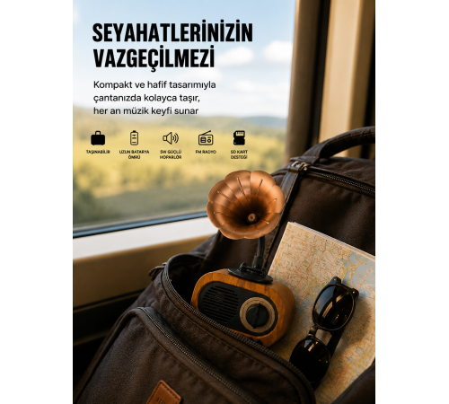 Şarjlı Mini Retro Radyo Bluetooth Hoparlör Çoklu Bağlantı Seçenekli Yeni Nesil