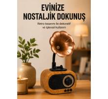 Retro Tasarımlı Mini Bluetooth Hoparlör ve FM Radyo Çoklu Medya Yeni Nesil
