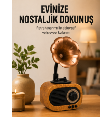 Retro Tasarımlı Mini Bluetooth Hoparlör ve FM Radyo Çoklu Medya Yeni Nesil